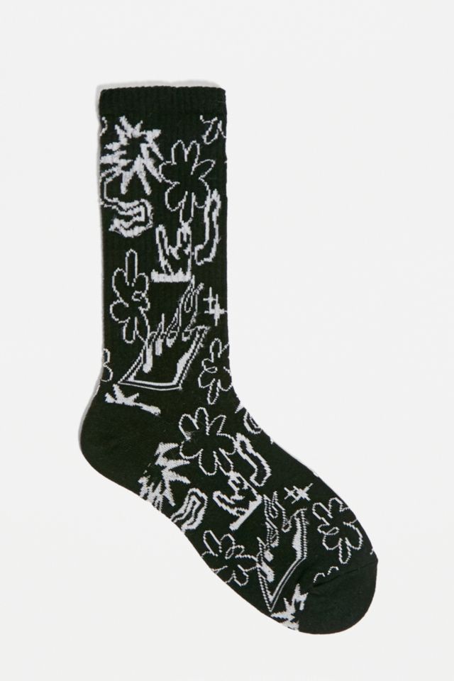 UO Black Doodle Socks | Urban Outfitters UK