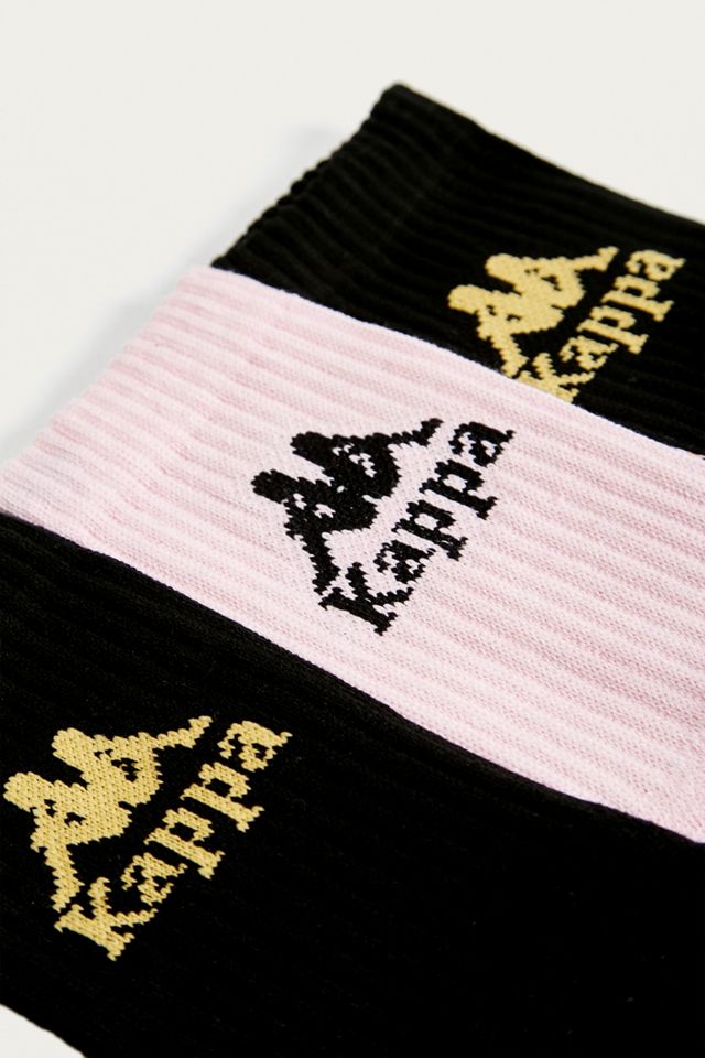 Kappa - Lot de 3 paires de chaussettes noires et roses avec logo or #1