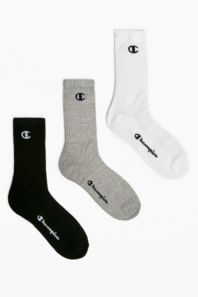 Monarch Hændelse, begivenhed bevægelse Champion Logo Black, Grey and White Socks 3-Pack | Urban Outfitters UK