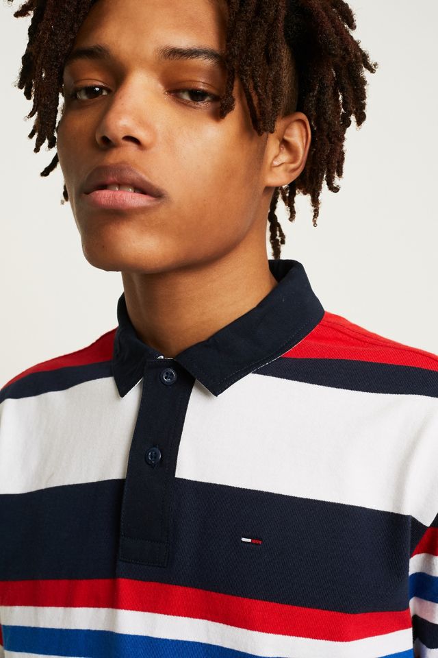 Tommy Jeans White Striped Polo Shirt #1