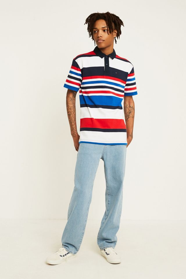Tommy Jeans White Striped Polo Shirt #2