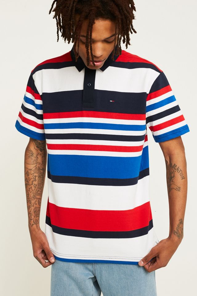 Tommy Jeans White Striped Polo Shirt #3