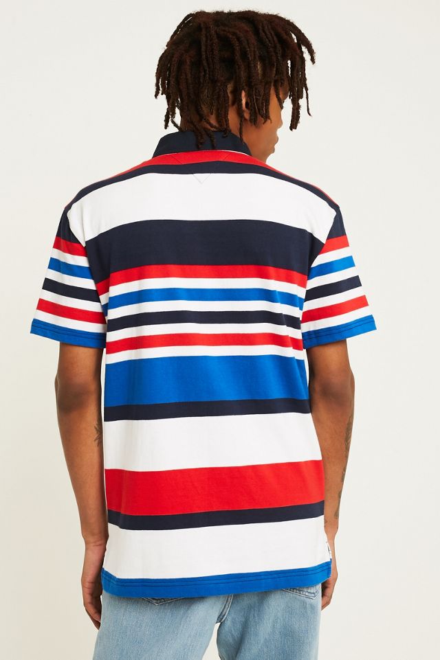 Tommy Jeans White Striped Polo Shirt #4