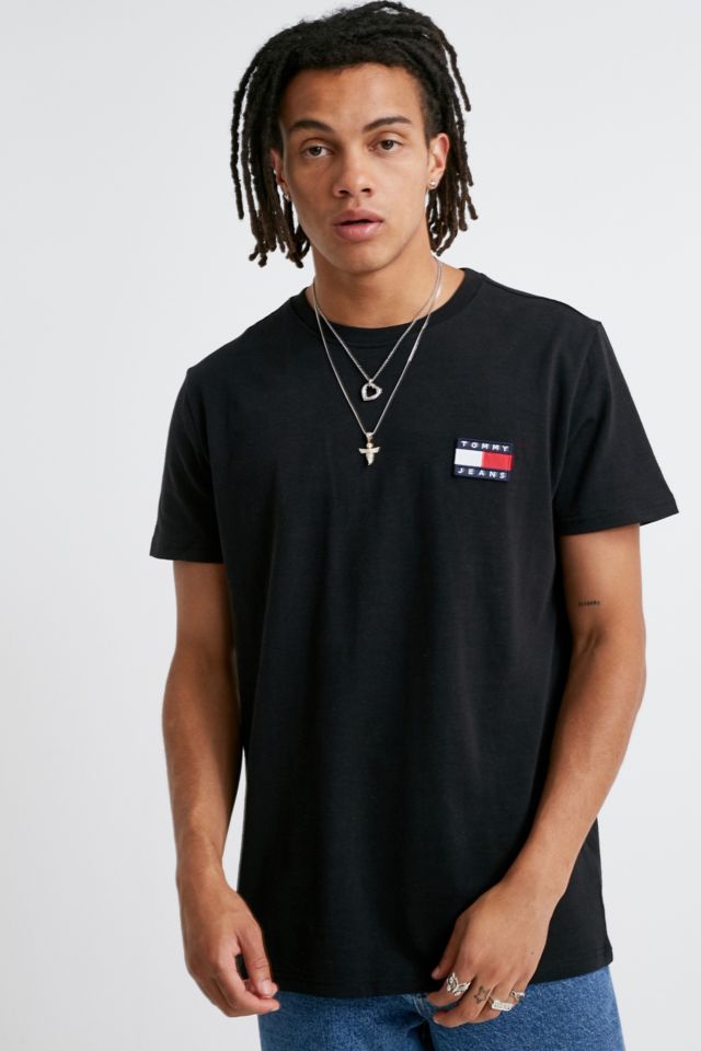 Tommy Jeans Badge Logo Black T-Shirt | Urban Outfitters UK