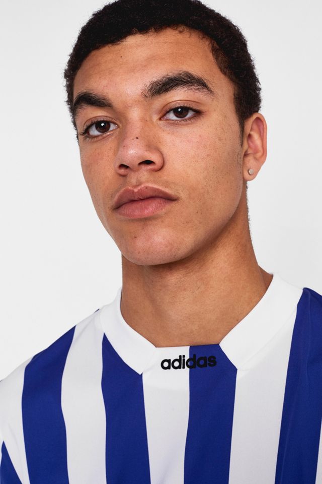 adidas - Maillot de foot à rayures verticales blanc/bleu #1