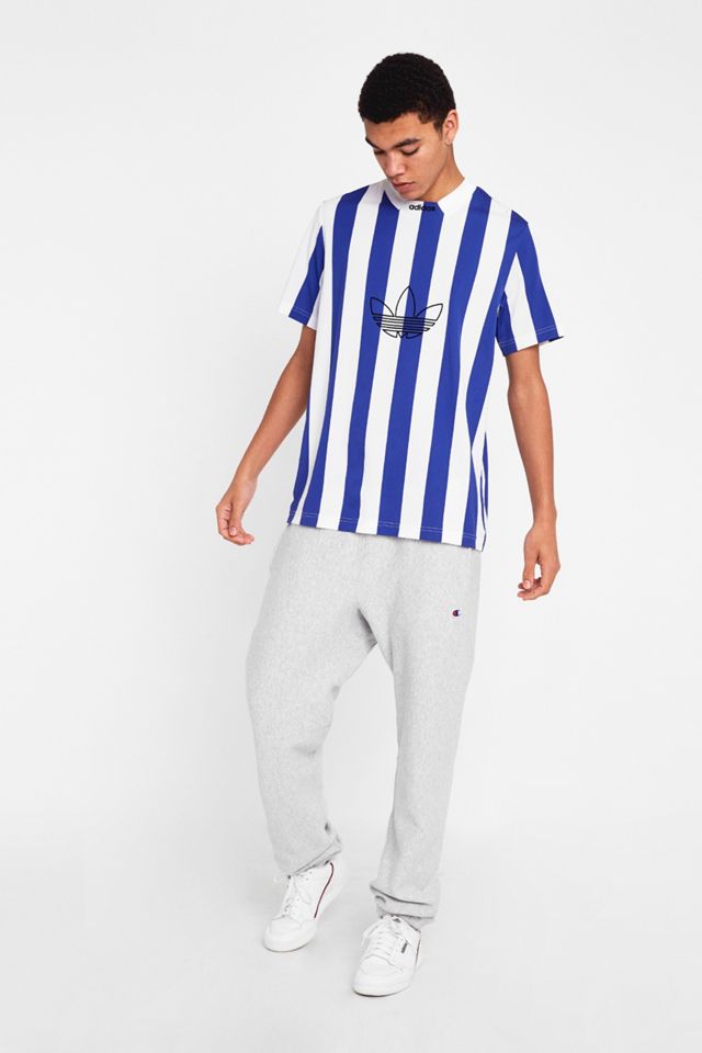 adidas - Maillot de foot à rayures verticales blanc/bleu #2