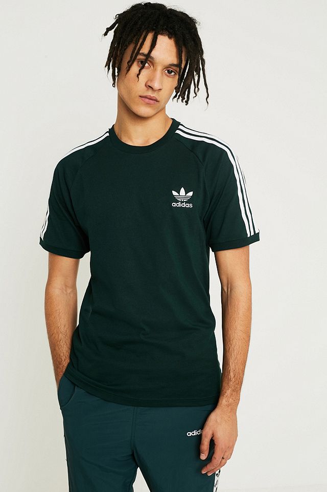 adidas 3-Stripe Green T-Shirt | Urban Outfitters UK