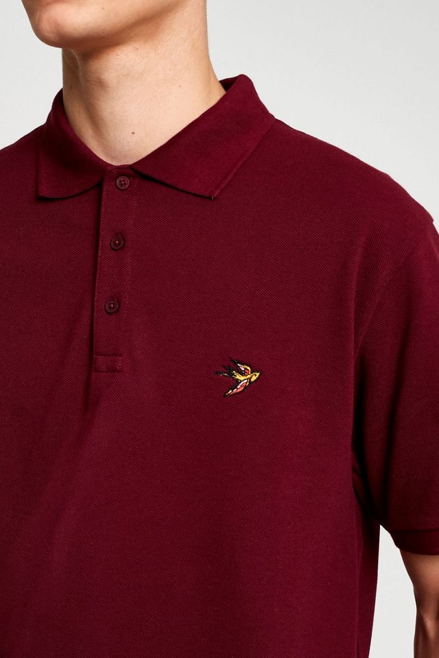UO Swallow Embroidery Burgundy Short-Sleeve Polo Shirt #1