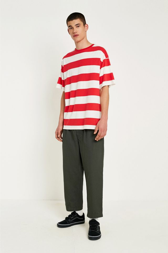 UO Red and Off-White Block Stripe T-Shirt #2