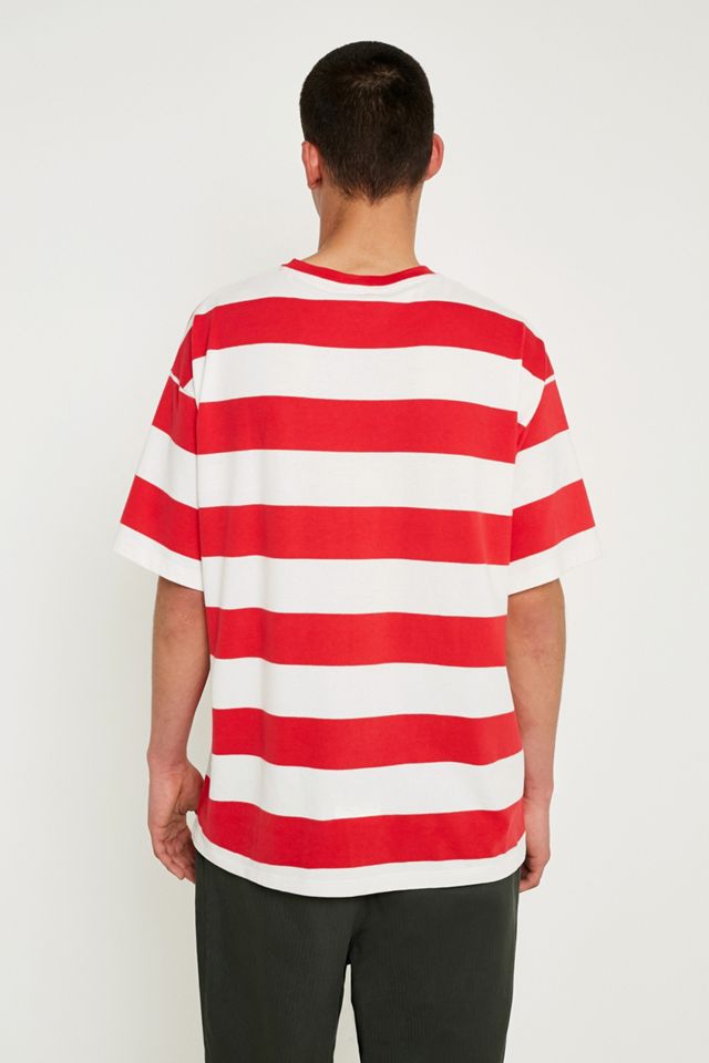 UO Red and Off-White Block Stripe T-Shirt #3