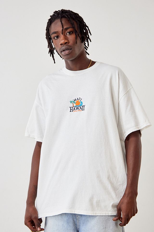 UO White Hawaii Embroidered T-Shirt