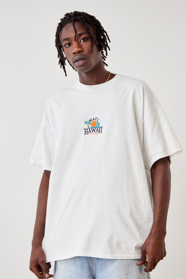 UO White Hawaii Embroidered T-Shirt | Urban Outfitters UK