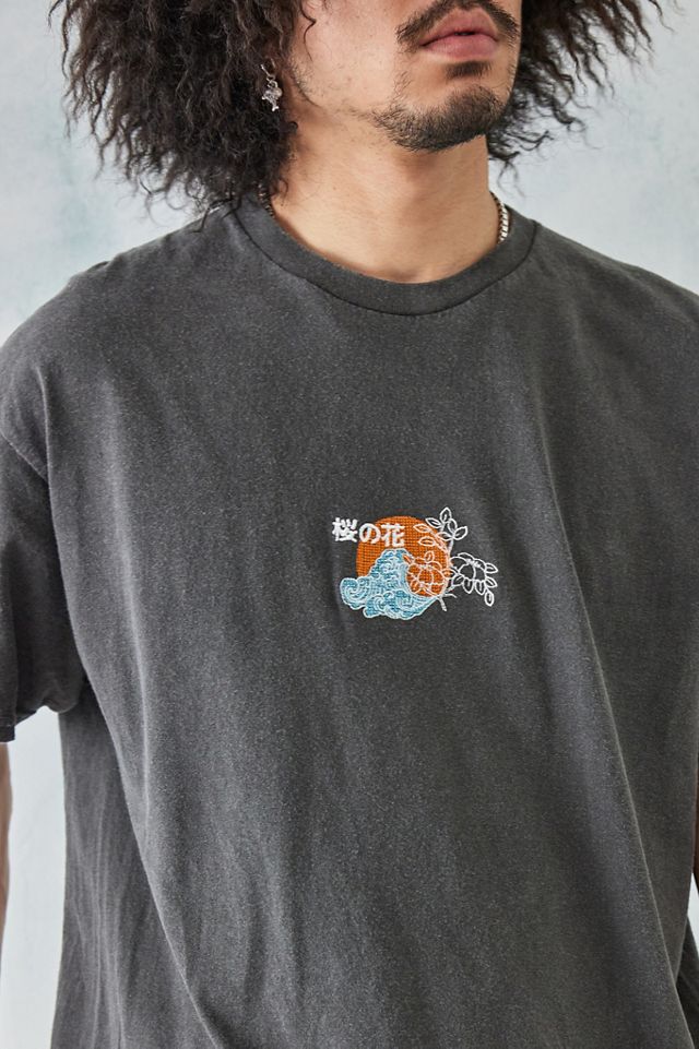 Camiseta UO Negra Lavada con Punto de Cruz Japonés #2