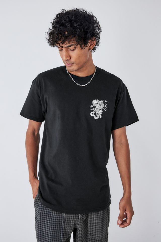 UO Black Solid Dragon T-Shirt | Urban Outfitters UK