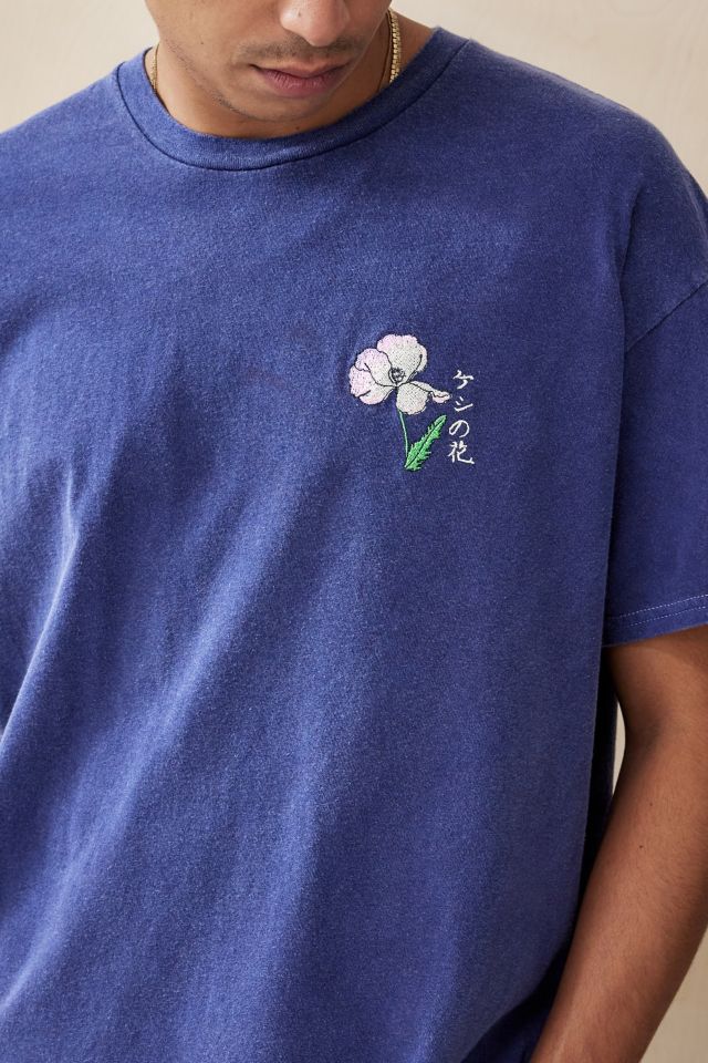 Uo Flower Embroidered T Shirt Urban Outfitters Uk