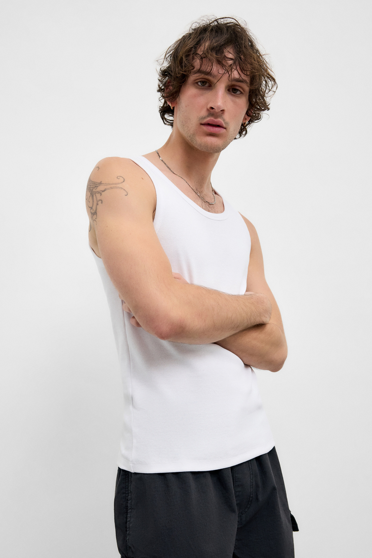 BDG White Ribbed Vest