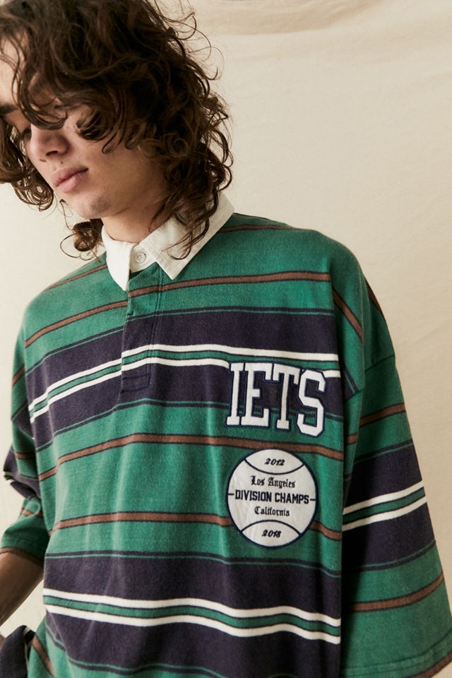iets frans... Camiseta de rugby de rayas verdes y azul marino #3