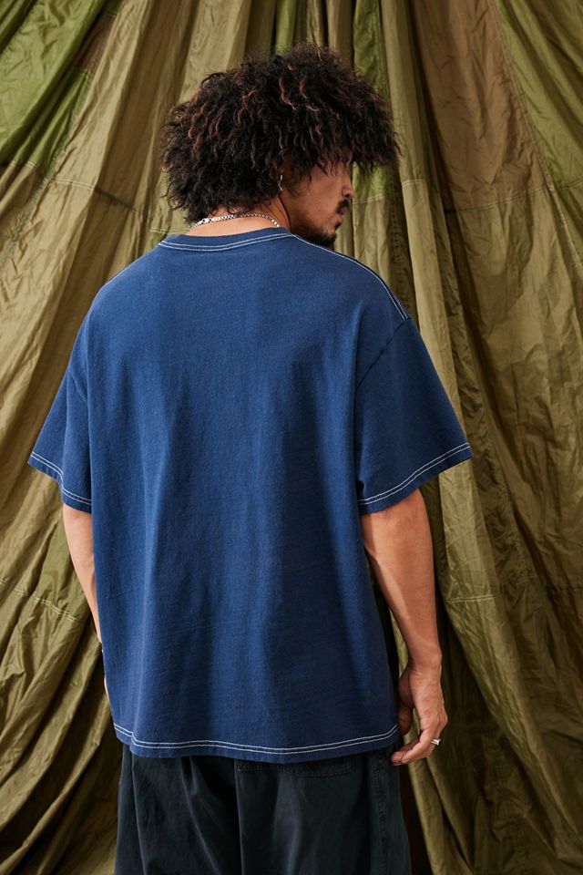 BDG camiseta de puntada de contraste azul marino #2