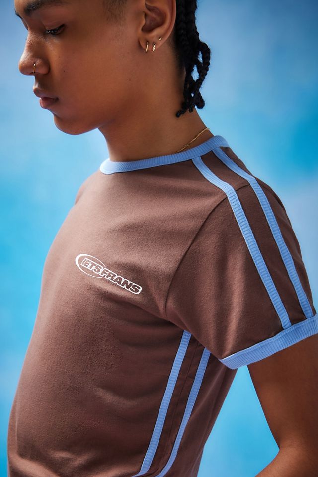 iets frans... Brown Taped Ringer T-Shirt  #1