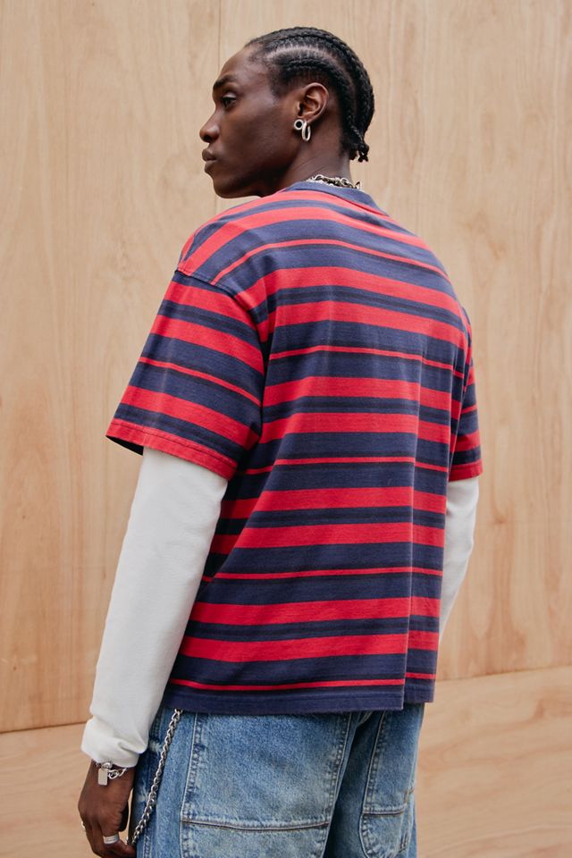 BDG Red & Navy Block Stripe T-Shirt #3