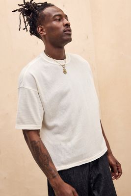 iets frans... Ecru Mesh Cotton T-Shirt