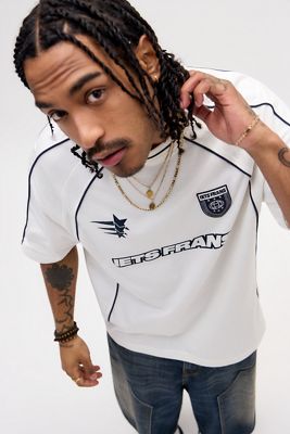 iets frans... Ecru T-Shirt mit Paspeln