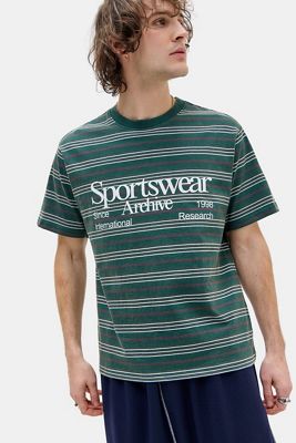Camiseta de Manga Corta con Rayas UO Green Sportswear
