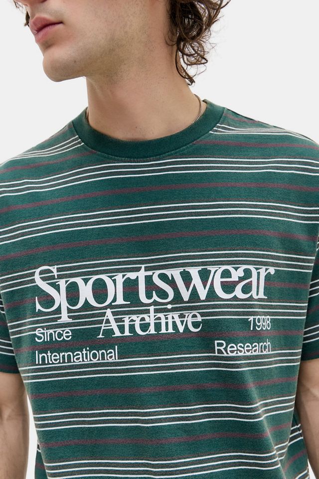 T-Shirt a Maniche Corte UO Green Sportswear a Righe #1