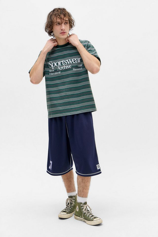 T-Shirt a Maniche Corte UO Green Sportswear a Righe #2