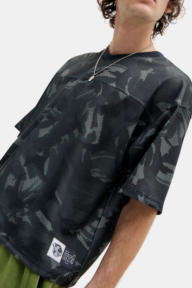 iets frans... T-Shirt a Maniche Corte in Airtex Mimetico Nero #1