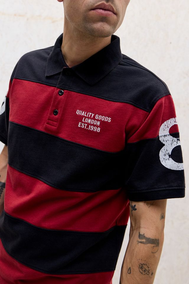 BDG Rot & Marineblau Gestreiftes Rugby-Poloshirt #2