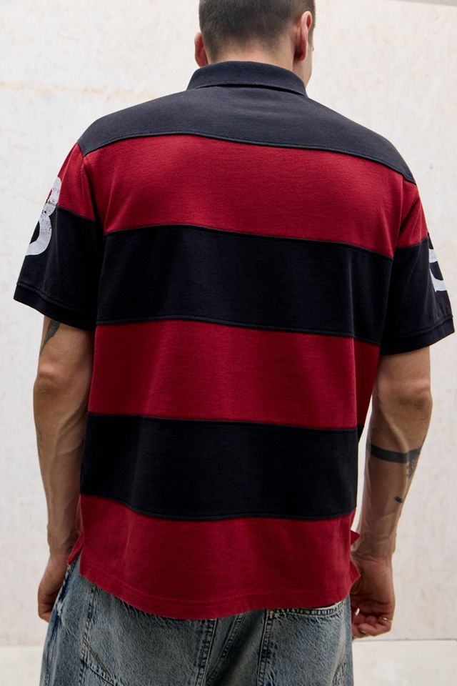 BDG Rot & Marineblau Gestreiftes Rugby-Poloshirt #3