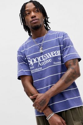 UO Blue Sportswear Stripe Graphic Tee