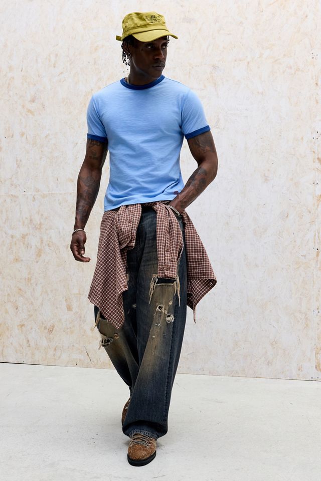 T-shirt Ringer bleu chiné BDG #1