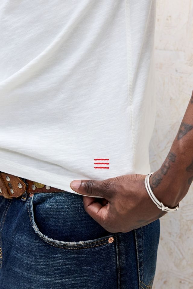 T-shirt Ringer en coton flammé écru BDG #2