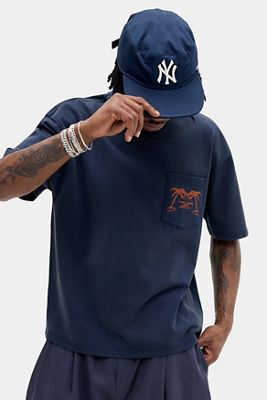 Camiseta con Bolsillo Loom Navy Palm