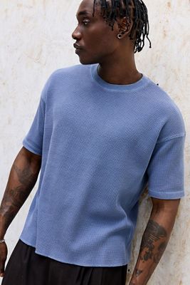T-shirt gaufré à manches courtes bleu Loom