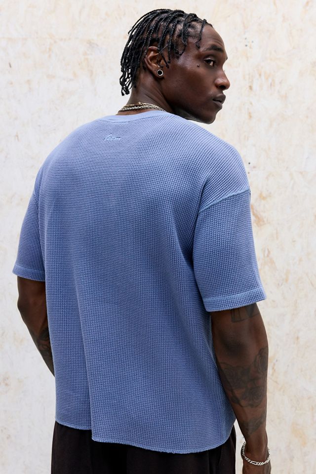 Loom Blaues Kurzarm-Waffel-T-Shirt #3