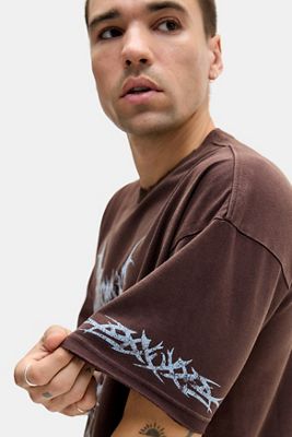 T-shirt Grafica con Teschio Marrone Archivis
