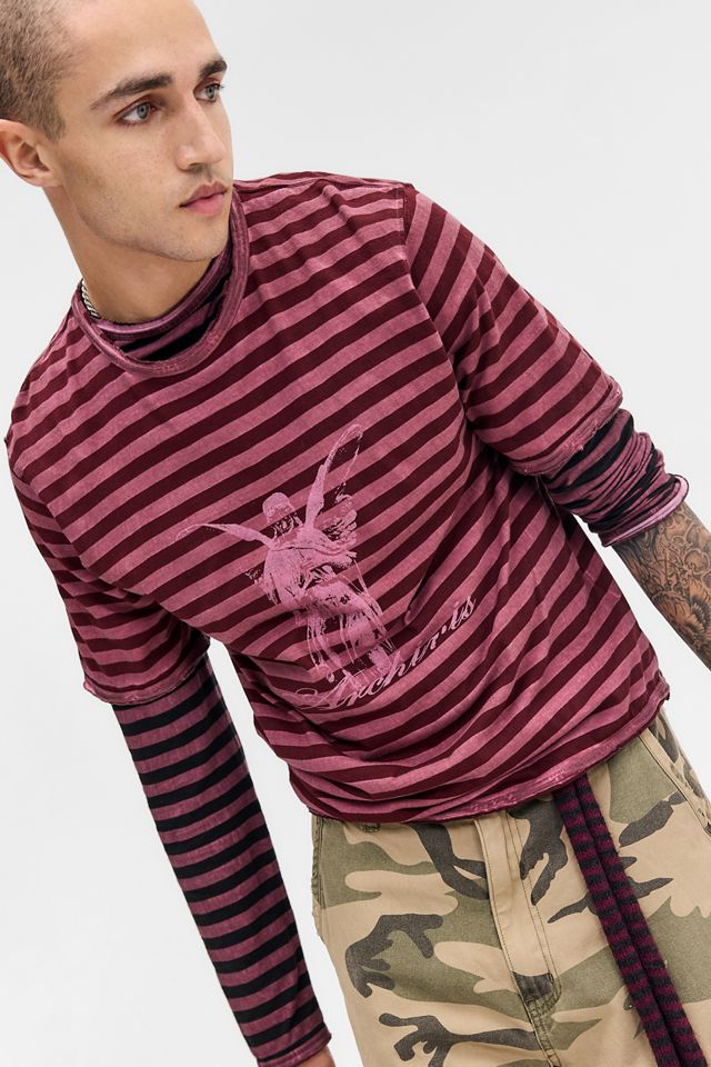 Archivis Red Stripe Short Sleeve Graphic Tee #4