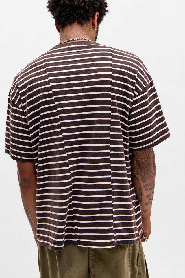 BDG Asymmetrisches Spliced Streifen-T-Shirt #2