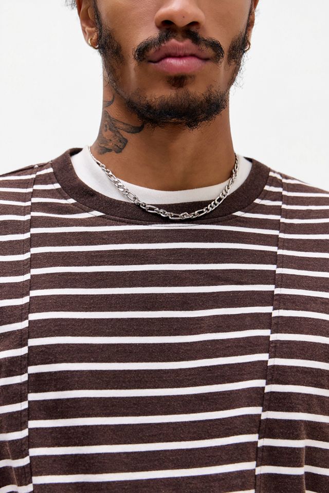 BDG Asymmetrisches Spliced Streifen-T-Shirt #3