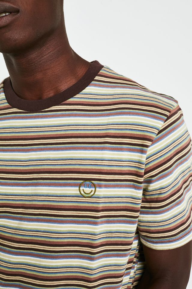 UO Billy T-Shirt Verde e Marrone Micro-Stripe #1
