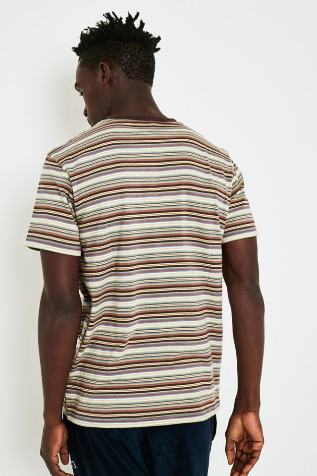 UO Billy T-Shirt Verde e Marrone Micro-Stripe #3