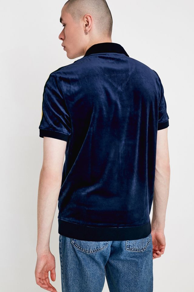 Lacoste LIVE Navy Velour Polo Shirt | Urban Outfitters UK