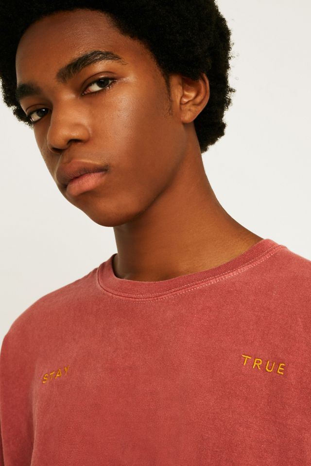 UO Stay True T-Shirt Bordeaux Ricamata #1