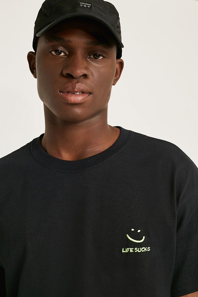 UO Life Sucks Embroidered T-Shirt | Urban Outfitters UK