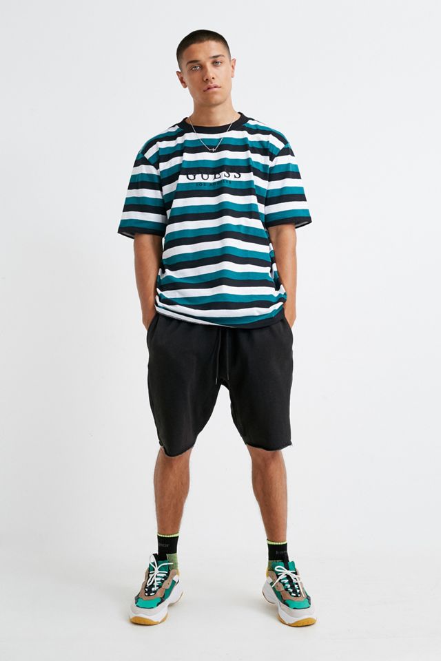 GUESS - T-shirt rayé bleu sarcelle avec logo LA, exclusivité UO #2