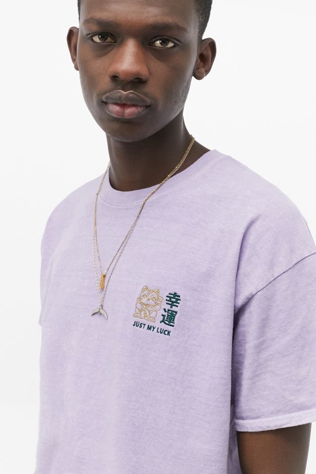 UO - T-shirt brodé Lucky Cat lilas  #2