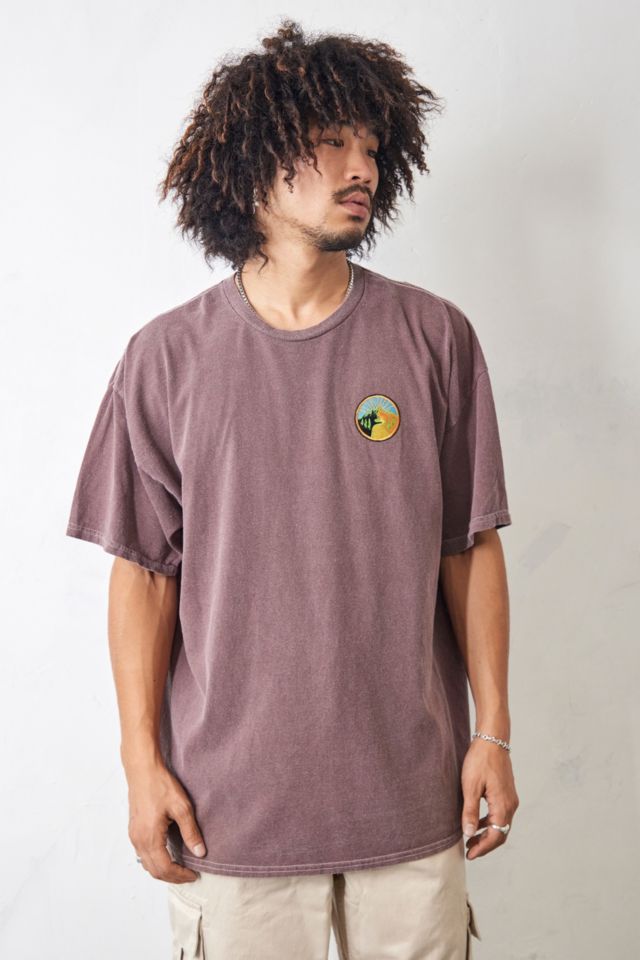 UO Brown Mountain Badge Embroidered T-Shirt | Urban Outfitters UK